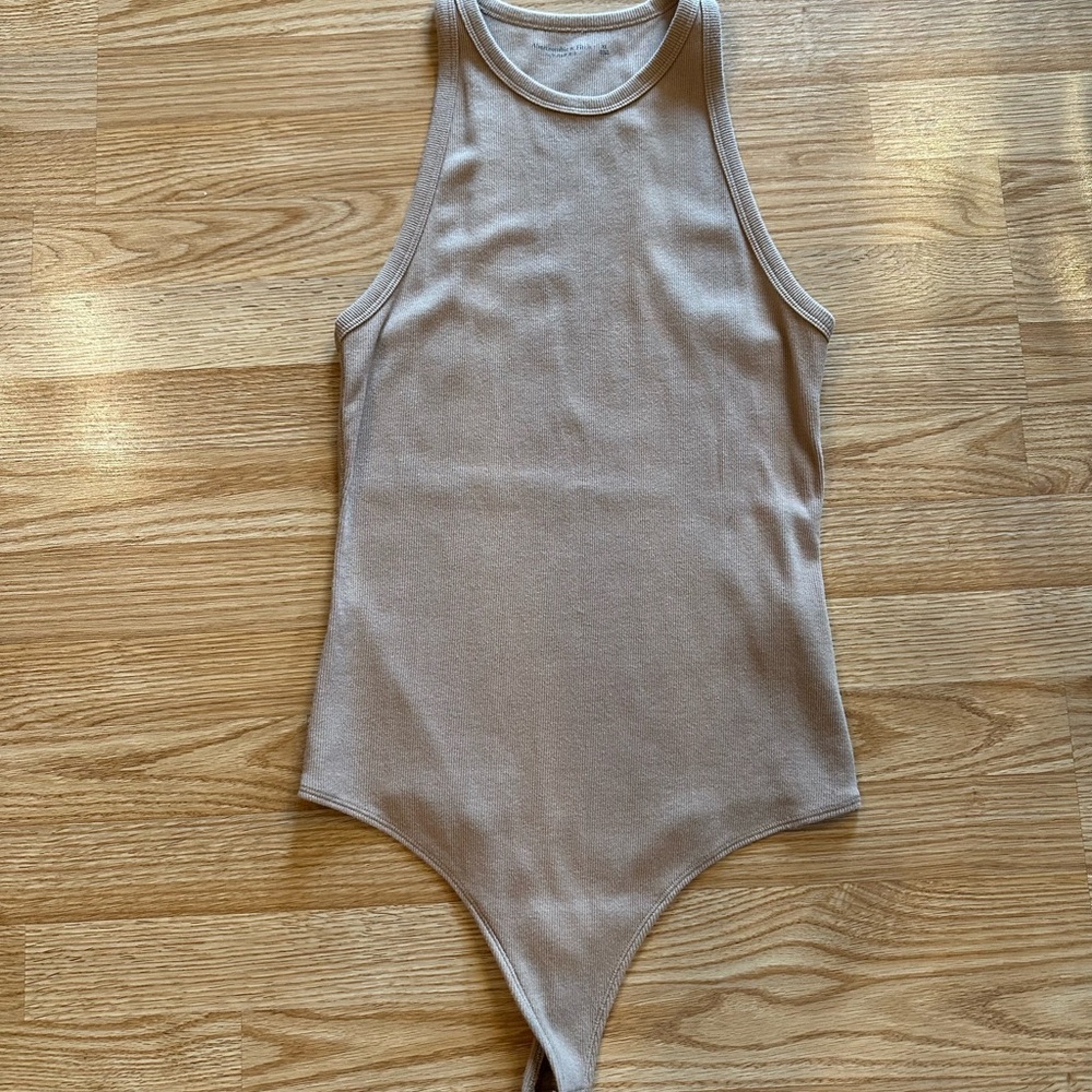 Abercrombie & Fitch Tan Ribbed Bodysuit Top